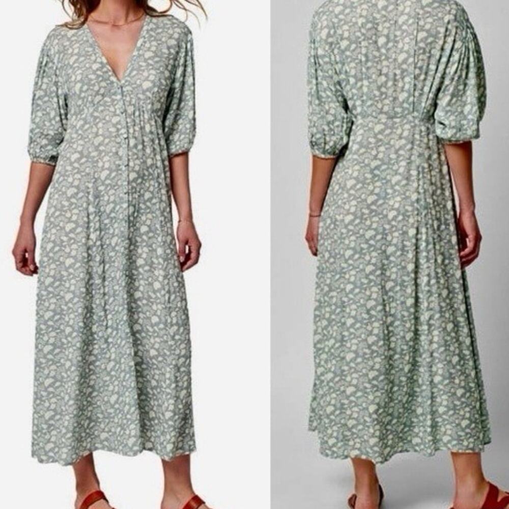 Faherty Havana Floral Maxi Dress in Smoke Echo Floral Medium NWT Modest Simple